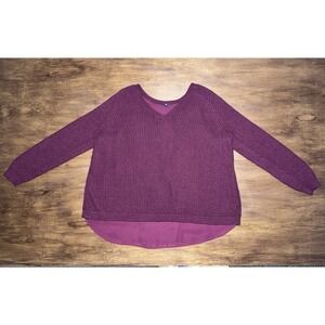 Torrid Sz 2 Knit Sweater Red Burgundy Braided String Back Bow Sheer Cozy Winter